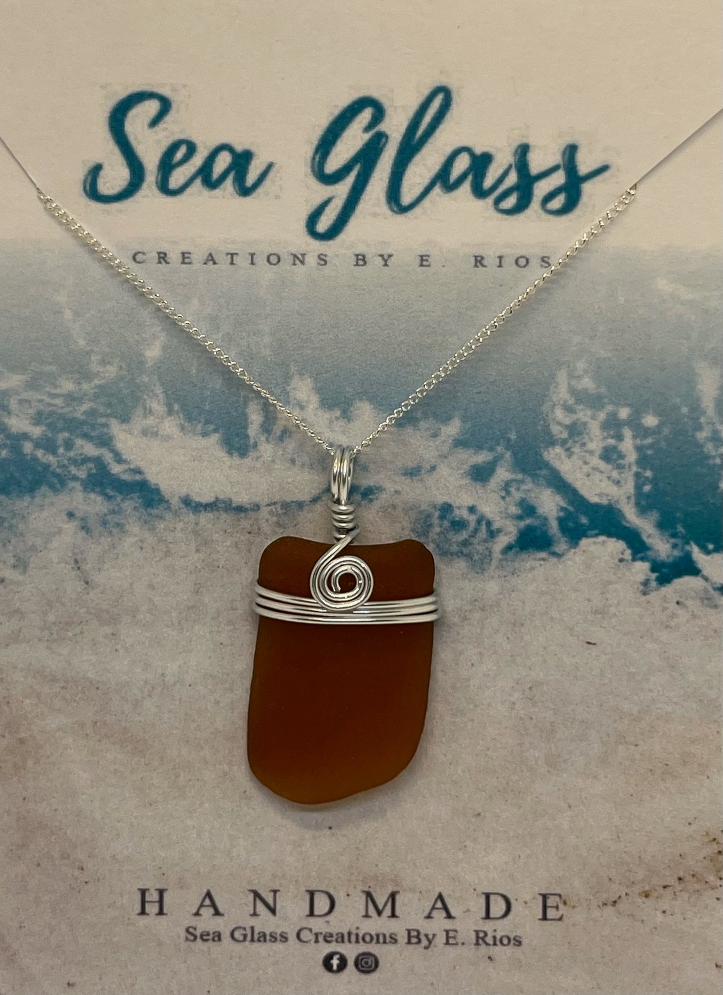 Amber Sea Glass Pendant