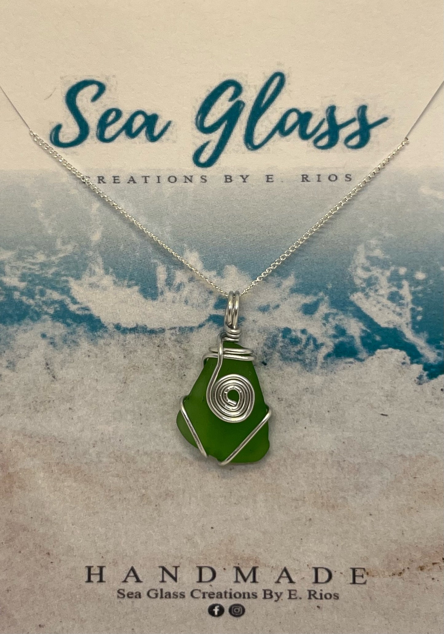 Esmeralda Sea Glass Pendant Necklace