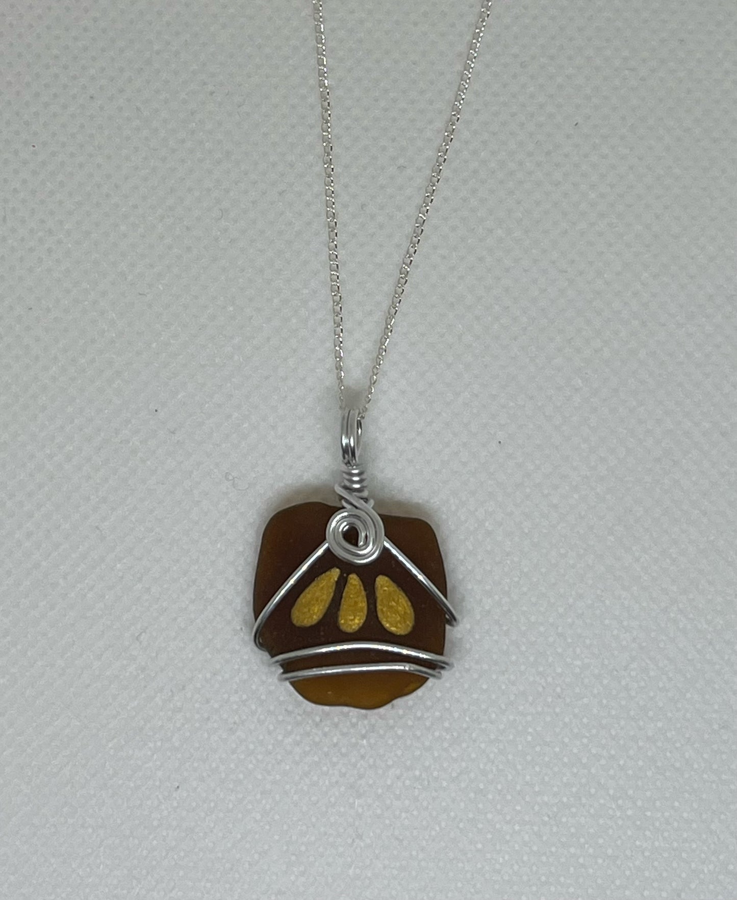 Golden Petals Sea Glass Pendant