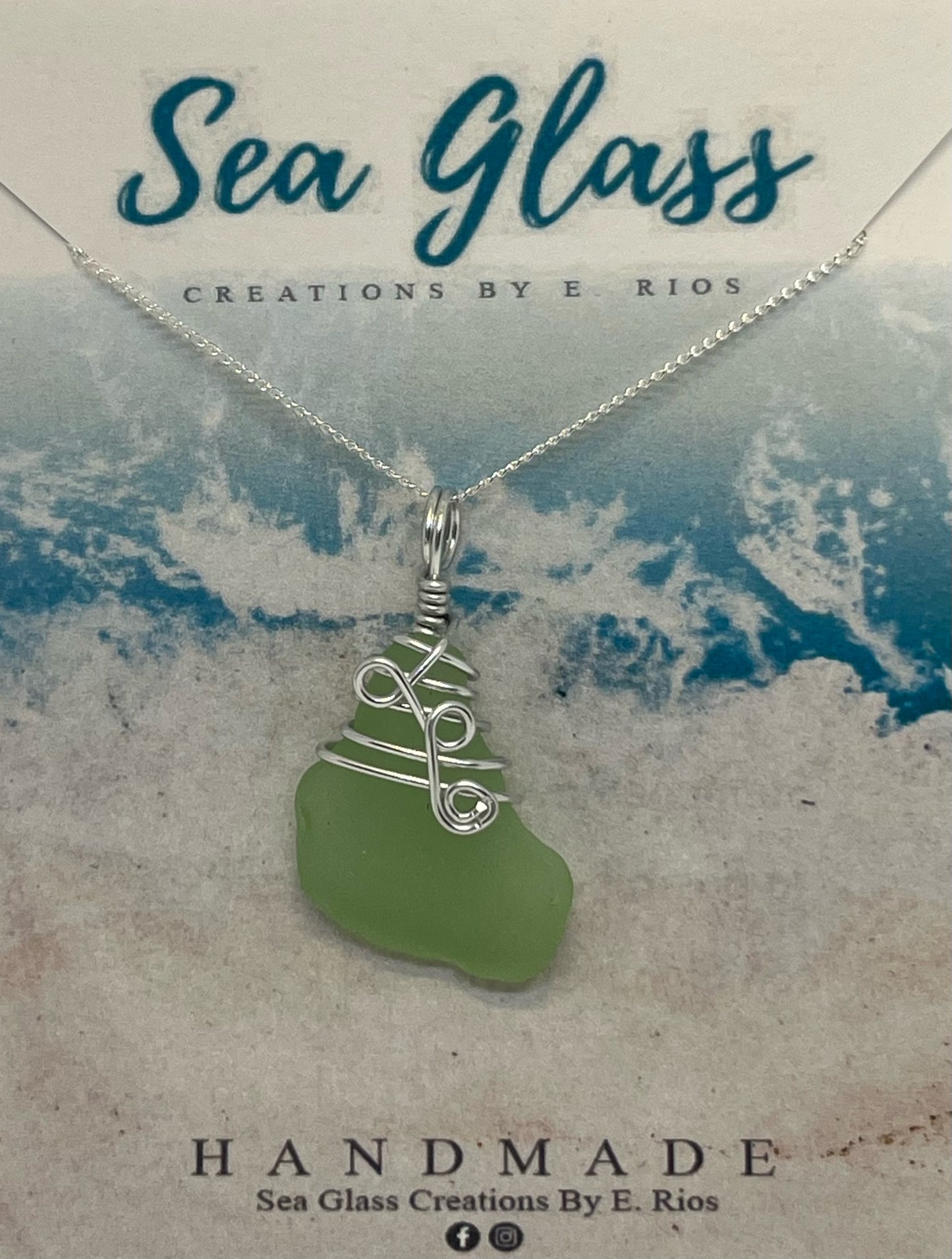 Lime Sea Glass Pendant Necklace