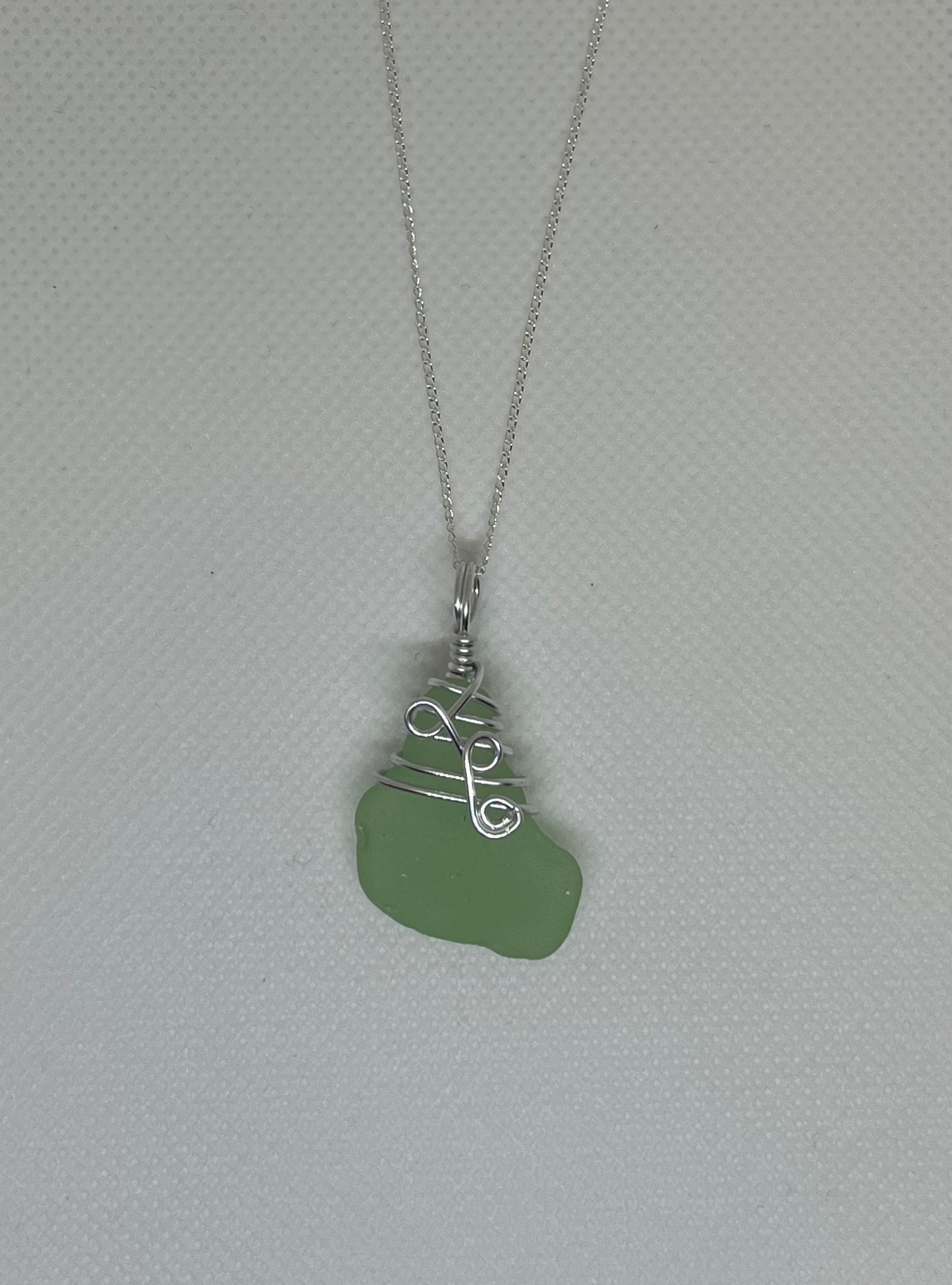 Lime Sea Glass Pendant Necklace